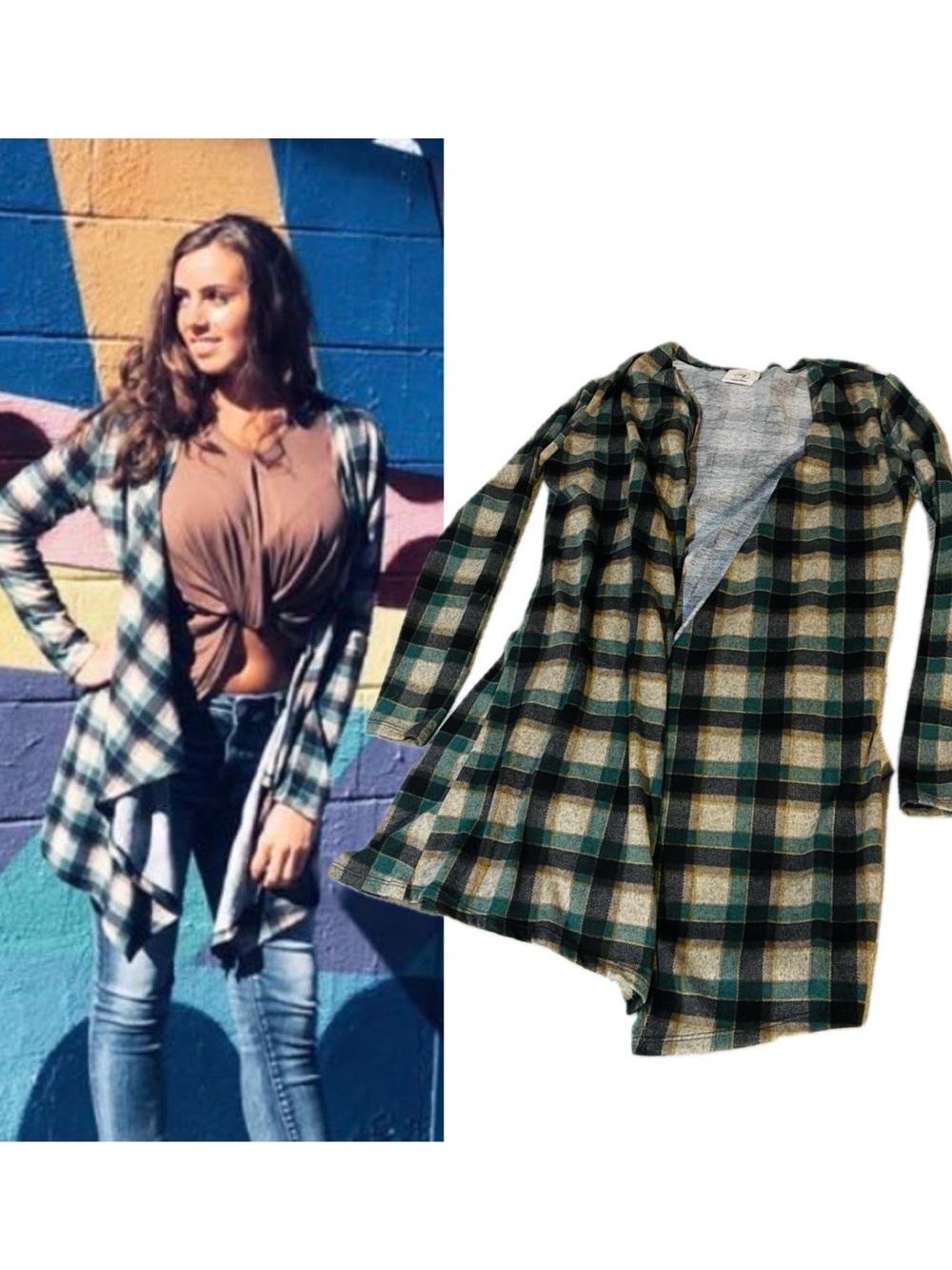 Oversized Plaid Cardigan